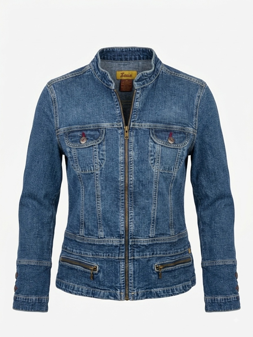 Vintage Louie (Anthropologie/ FP) Denim Zip Jacket Mock Neck Size 10